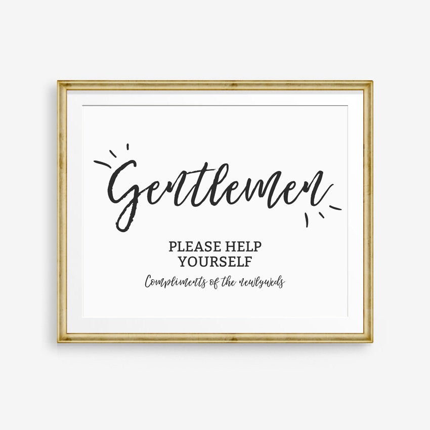 Mens Bathroom Wedding Sign Printable Calligraphy Rustic wedding Gentle - Design My Party Studio for Wedding Bathroom Basket Sign Free Printable
