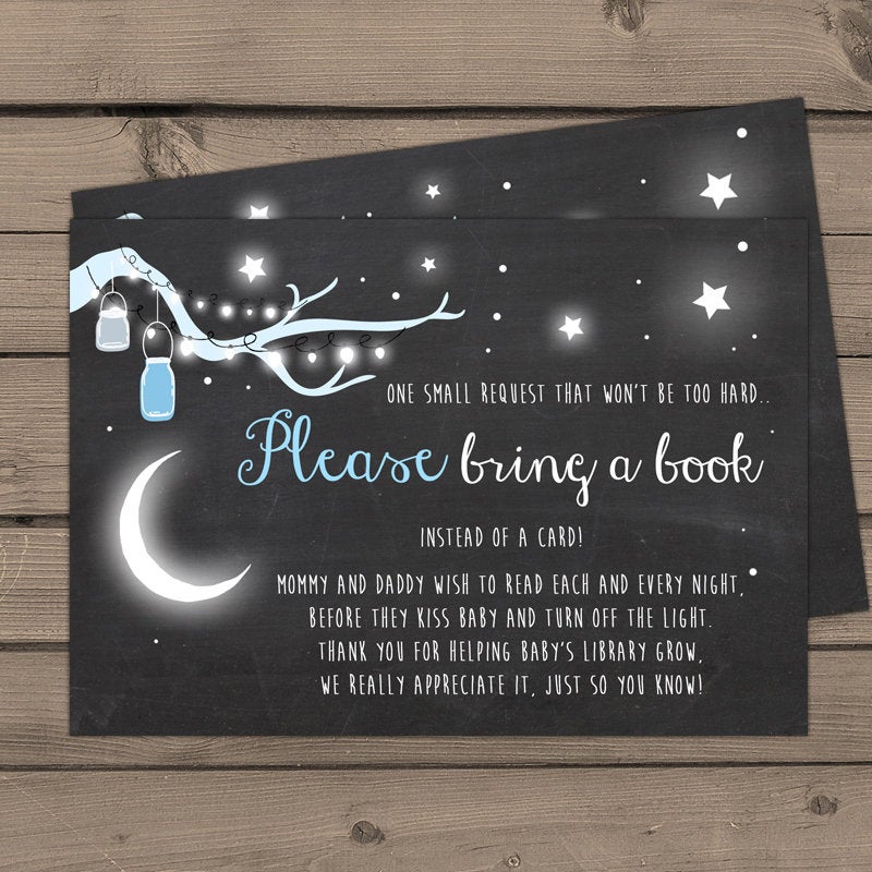 Baby shower Bring a book card Baby it’s cold outside Snowflakes Chalkboard Blue Baby boy shower winter Mason jars Holiday PRINTABLE bicj
