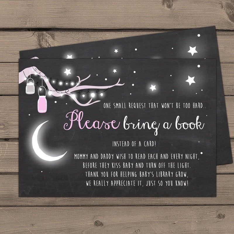 Baby shower Bring a book card Baby it’s cold outside Snowflakes Chalkboard Pink Baby Girl shower winter Mason jars Holiday PRINTABLE bicj