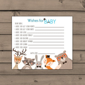 Baby shower wishes for baby Well Wishes for Baby Cards Woodland baby shower Forest animals Shower Activity PRINTABLE instant download 0010