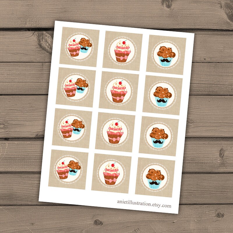 Gender reveal party Tags Cupcake toppers Baby shower cupcake toppers Shower favors Boy Girl Cupcake Stud muffin Instant download PRINTABLE