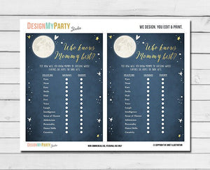 Baby Shower Love You To The Moon And Back Who Knows Mommy Best Game Navy Blue Twinkle Twinkle Little Star Printable Instant Download 0017