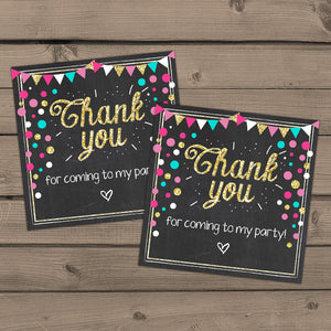 Pink Turquoise gold Thank You Tags Favor tags birthday party Confetti Favor tags Pink mint Glittery gold birthday Favor tags PRINTABLE DIY