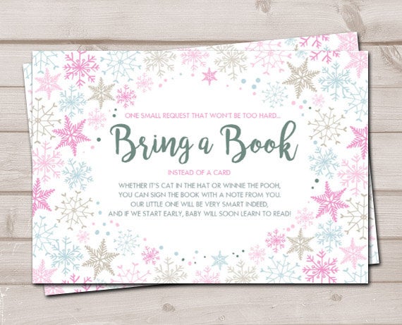 Baby shower Bring a book card Book Insert Baby it’s cold