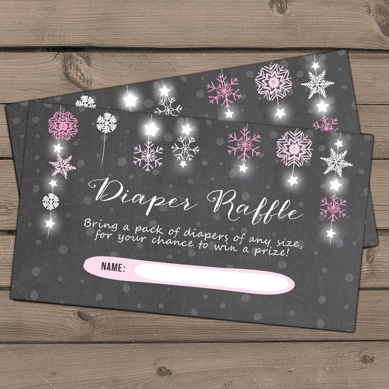 Baby Shower Diaper Raffle Cards String Lights Rustic Baby Shower Game Diaper Raffle Tickets Chalkboard Pink Girl Shower DIY PRINTABLE 0057