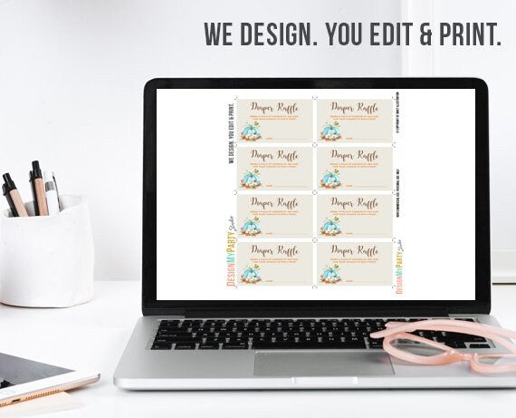 Baby Shower Diaper Raffle Card Little Pumpkin Boy Shower Blue Brown Autumn Fall Rustic Diaper Raffle Instant Download PRINTABLE 0049