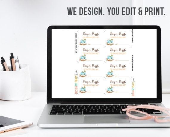 Baby Shower Diaper Raffle Card Little Pumpkin Boy Shower Blue Brown Autumn Fall Rustic Diaper Raffle Instant Download PRINTABLE 0049