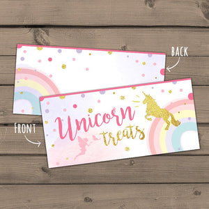 Printable Treat Bag toppers Unicorn Birthday Unicorn First birthday Unicorn Treats Pink and gold Girl Rainbow Magical DIGITAL PRINTABLE 0041