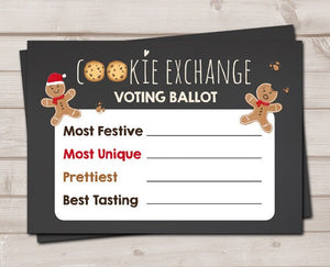 Cookie Exchange Voting Ballots Cookie vote cards Christmas Cookie party Contest Cookie Swap Holiday download DIY Digital PRINTABLE 0111