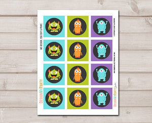 Little Monster Cupcake Toppers Favor Tags Monsters Birthday Party Decoration Boy Stickers Monsters Toppers download Digital PRINTABLE 0058
