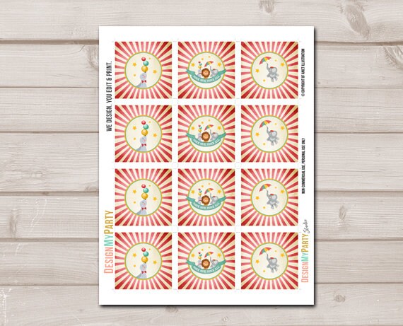 Circus Cupcake Toppers Favor Tags Birthday Party Decoration Vintage Circus Birthday Carnival Come One download Digital PRINTABLE 0013