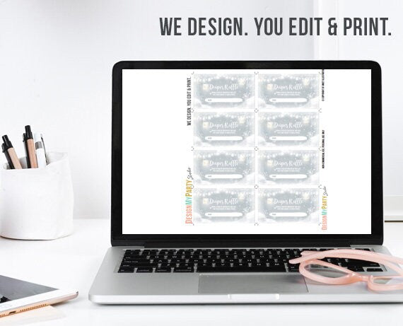 Baby Shower Diaper Raffle Cards Snowflakes Rustic Baby Shower Game Diaper Raffle Tickets Mason Jars Snow String Lights Grey PRINTABLE 0031