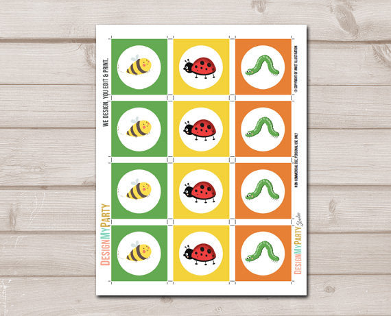 Bug Cupcake Toppers Favor Tags Bug Birthday Party Decoration Insect Party Outdoor Bug Party Boy Stickers  download Digital PRINTABLE 0090