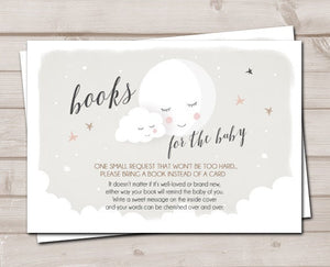 Baby Shower Bring a Book Card Love you to the Moon and Back Moon Baby Shower Books for Baby Neutral Book Insert Book card PRINTABLE 0113