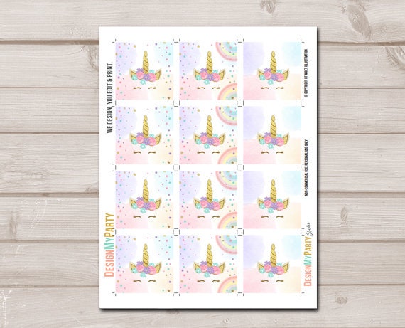 Unicorn Cupcake Toppers Favor Tags Birthday Party Decoration Magical Rainbow Girl Pink and Gold Instant Download Digital PRINTABLE 0041