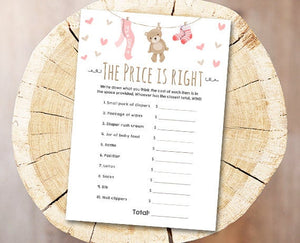 Teddy Bear Baby Shower The Price is Right Game Cards Instant Download Digital File Printable Baby Game Shower Activities DIY Printable 0025