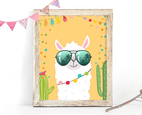 Llama Nursery Print Llama Wall Art Kids Room Decor Printable Gift Printable Art Alpaca Tribal Girls Table Decor Birthday Sign PRINTABLE 0079