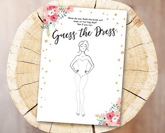 Guess The Dress Bridal Shower Game Wedding Shower game Dress Game Shower Activity Bachelorette Party Game Instant Download PRINTABLE 0030