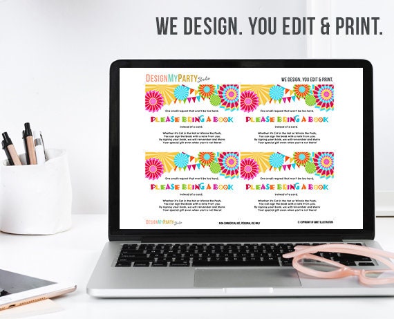 Baby Shower Bring a Book Card Fiesta Baby Shower Fiesta Bring a Book Fiesta Shower Mexican Cactus Book Insert Book card PRINTABLE 0045