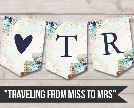 Traveling From Miss to Mrs banner Traveling Bridal Shower Banner Adventure Love is a Journey Instant download PRINTABLE DIGITAL DIY 0030