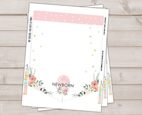 Girl First birthday banner Monthly Photo Banner Floral Balloon Banner Party decor Balloon Confetti Girl birthday PRINTABLE Digital 0221