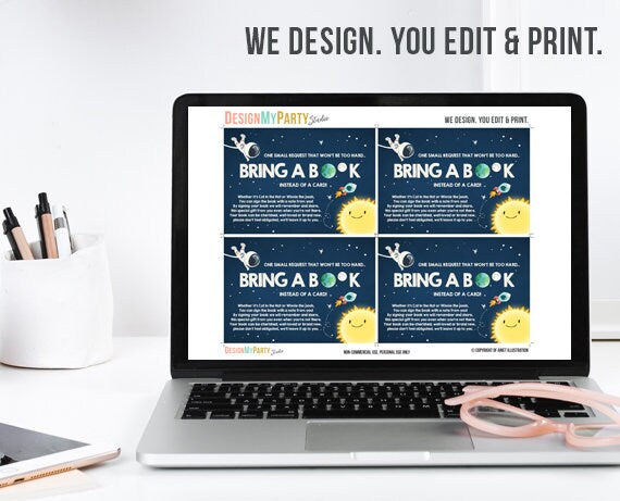 Outer Space Baby shower Bring a book card Space Astronaut Gender Neutral Baby Sprinkle Boy Rocket Book insert Book card PRINTABLE 0046