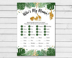 Safari Baby Shower Game Name the Baby Animals Game Wild Animals Jungle Zoo Who's my Mama shower Activity Printable Instant Download 0016