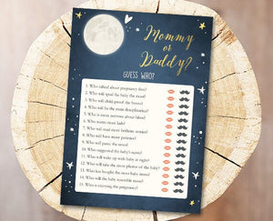 Baby Shower Love You To The Moon And Back Guess Who Mommy or Daddy Game Boy Navy Blue Twinkle Twinkle Little Star Instant Download 0017