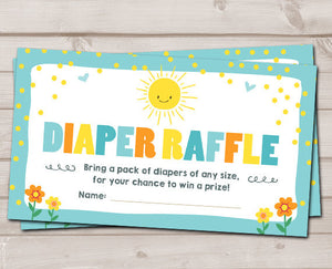 Sunshine diaper raffle tickets Sunshine Baby shower Boy Blue Yellow Diaper raffle card Baby Shower game Diaper raffle ticket PRINTABLE 0070