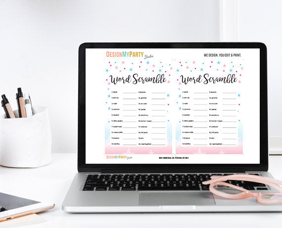 Baby Shower Word Scramble Game Cards Gender Neutral Gender Reveal  Twinkle Twinkle Little Stars Blue Pink Printable Instant Download 0235