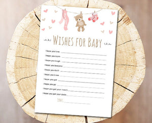 Teddy Bear Baby Shower Wishes for Baby Game Cards Instant Download Digital File Printable Baby Game Shower Activities DIY Printable 0025