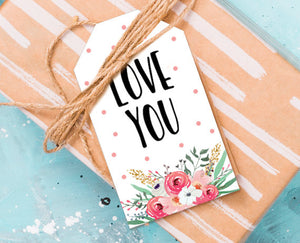 Mother&#39;s Day Favor Tag Love You Tag Gift Tag Floral Gift Tag Mothers Day Pink and Gold Gift Label Instant Download DIGITAL PRINTABLE