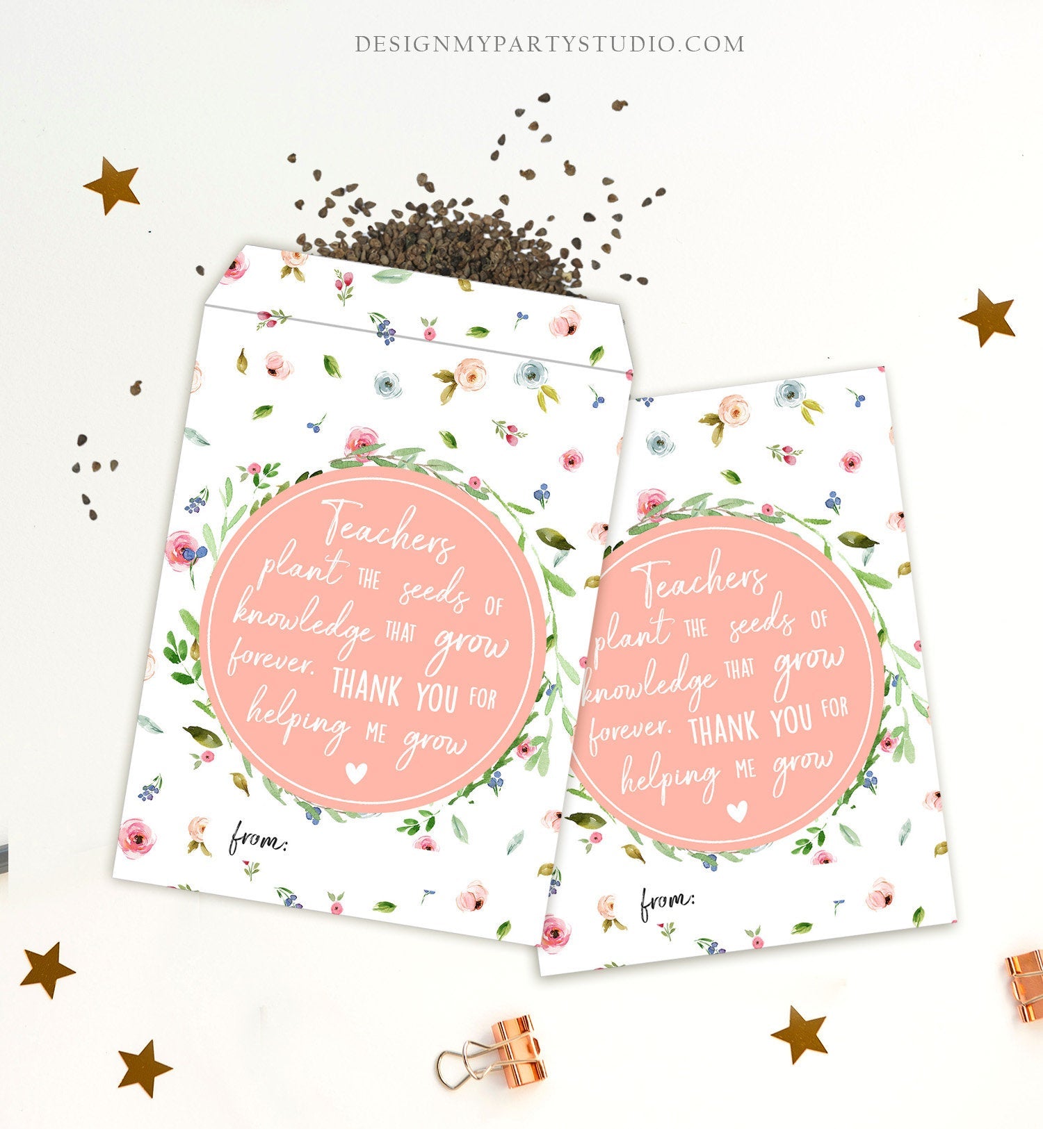 Back to School Seed Packets Thank you for Helping me Grow Teacher Appreciation Teacher Gift First Day of School Instant Download PRINTABLE