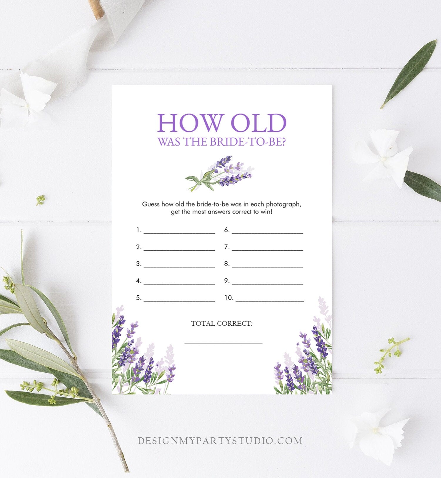 How Old Was The Bride-to-be Bridal Shower Game Rustic Wedding Activity Lavender Editable Game Template Instant Download PRINTABLE 0206