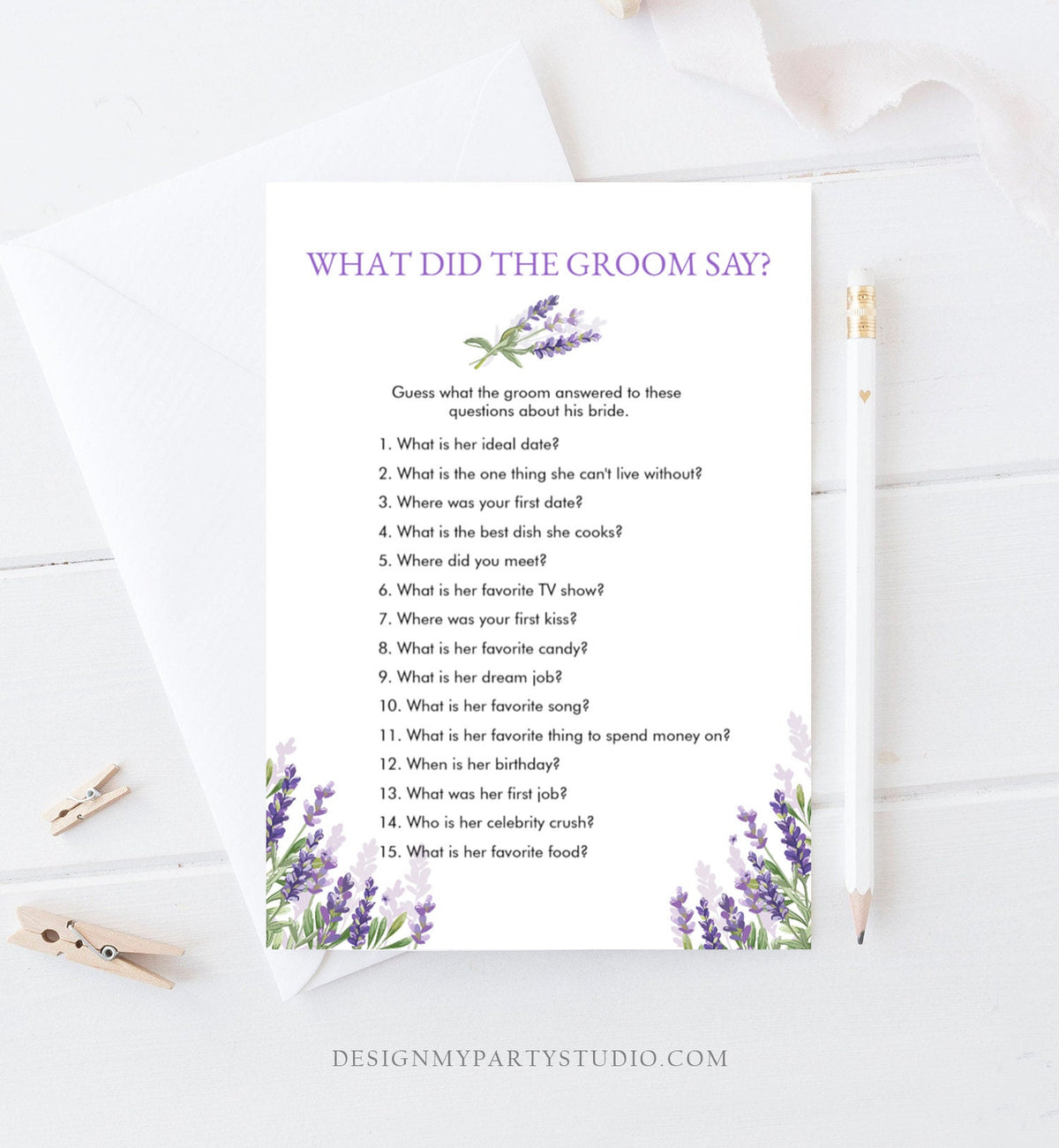 Who Knows the Bride Best Bridal Shower Game Wedding Shower Activity Lavender Rustic Editable Game Template Instant Download PRINTABLE 0206