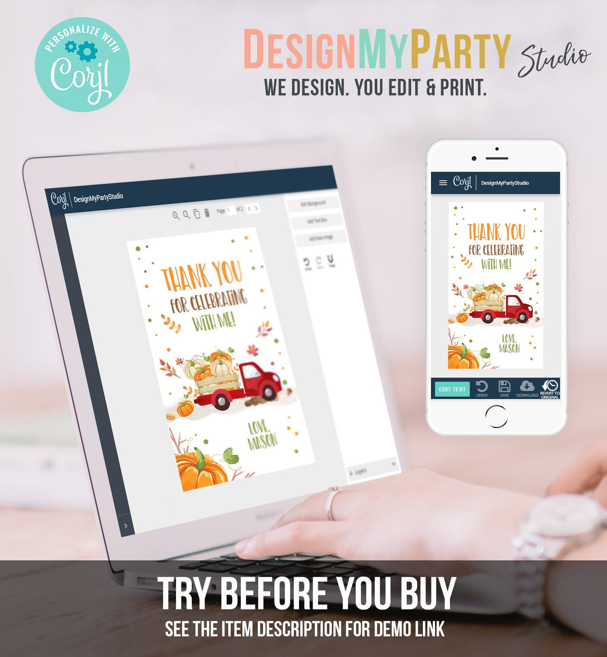 Editable Pumpkin Favor Tags Pumpkin Truck Thank you Tags Fall Autumn Label Pumpkin Birthday Boy Girl Fall Harvest Corjl Template 0153