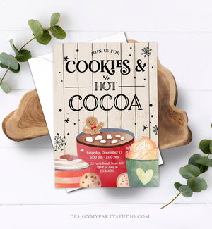 Editable Cookies and Cocoa Invitation Hot Cocoa Party Invite Hot Chocolate Birthday Cocoa Bar Xmas Download Printable Template Corjl 0262