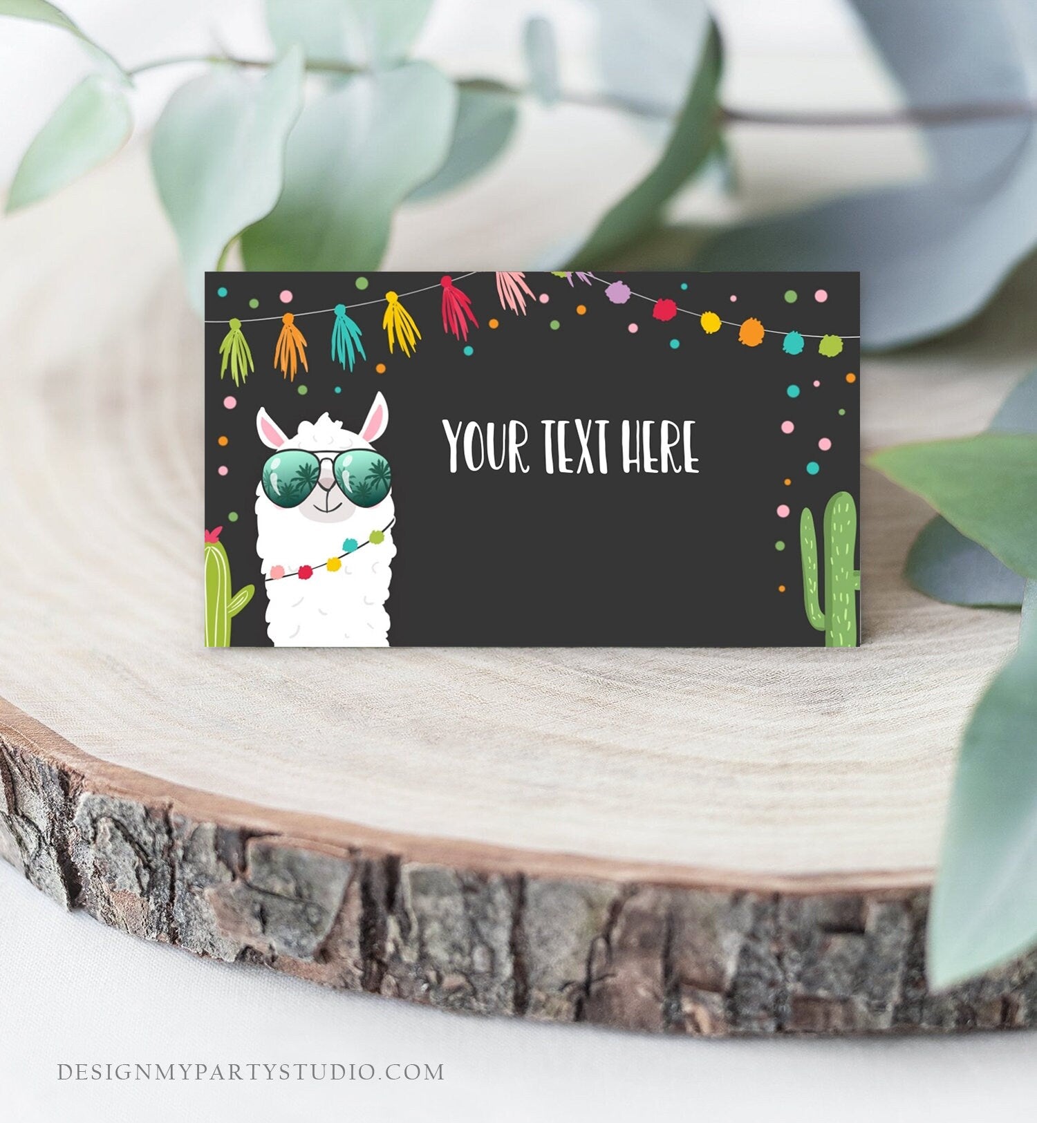 Editable Llama Food Labels Llama Place Card Tent Card Escort Card Llama Birthday Fiesta Party Mexican Black Girl Cactus Template Corjl 0079