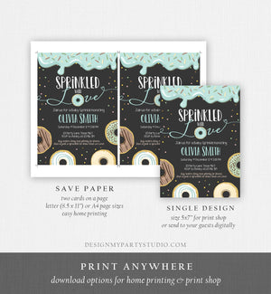 Editable Donut Sprinkled With Love Baby Shower Invitation Sprinkle Donut Diapers Coed Boy Blue Pastel Download Printable Corj Template 0320
