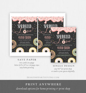 Editable Donut Sprinkled With Love Baby Shower Invitation Sprinkle Donut Diapers Coed Girl Pink Pastel Download Printable Corj Template 0320