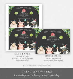 Editable Farm Birthday Invitation Boy Farm Animals Boy Barnyard Birthday Party Download Printable Invitation Template Digital Corjl 0155