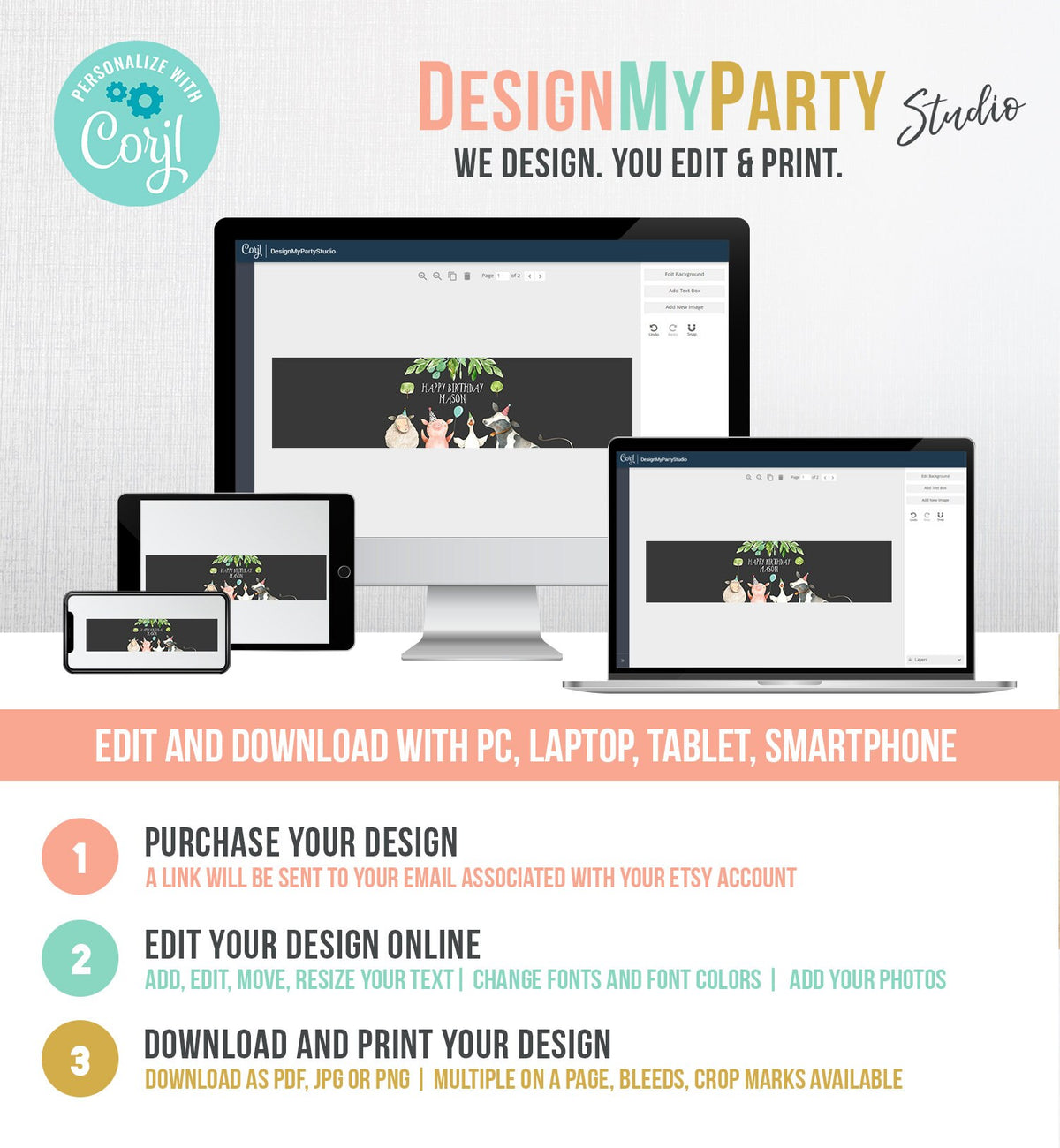 Editable Water Bottle Labels Farm Animals Boy Birthday Barnyard Farm Birthday Decor Cow Pig Printable Bottle Labels Template Corjl 0155