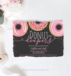 Editable Donut and Diapers Baby Shower Invitation Sprinkle Sprinkled With Love Coed Girl Pink Pastel Download Printable Corj Template 0050