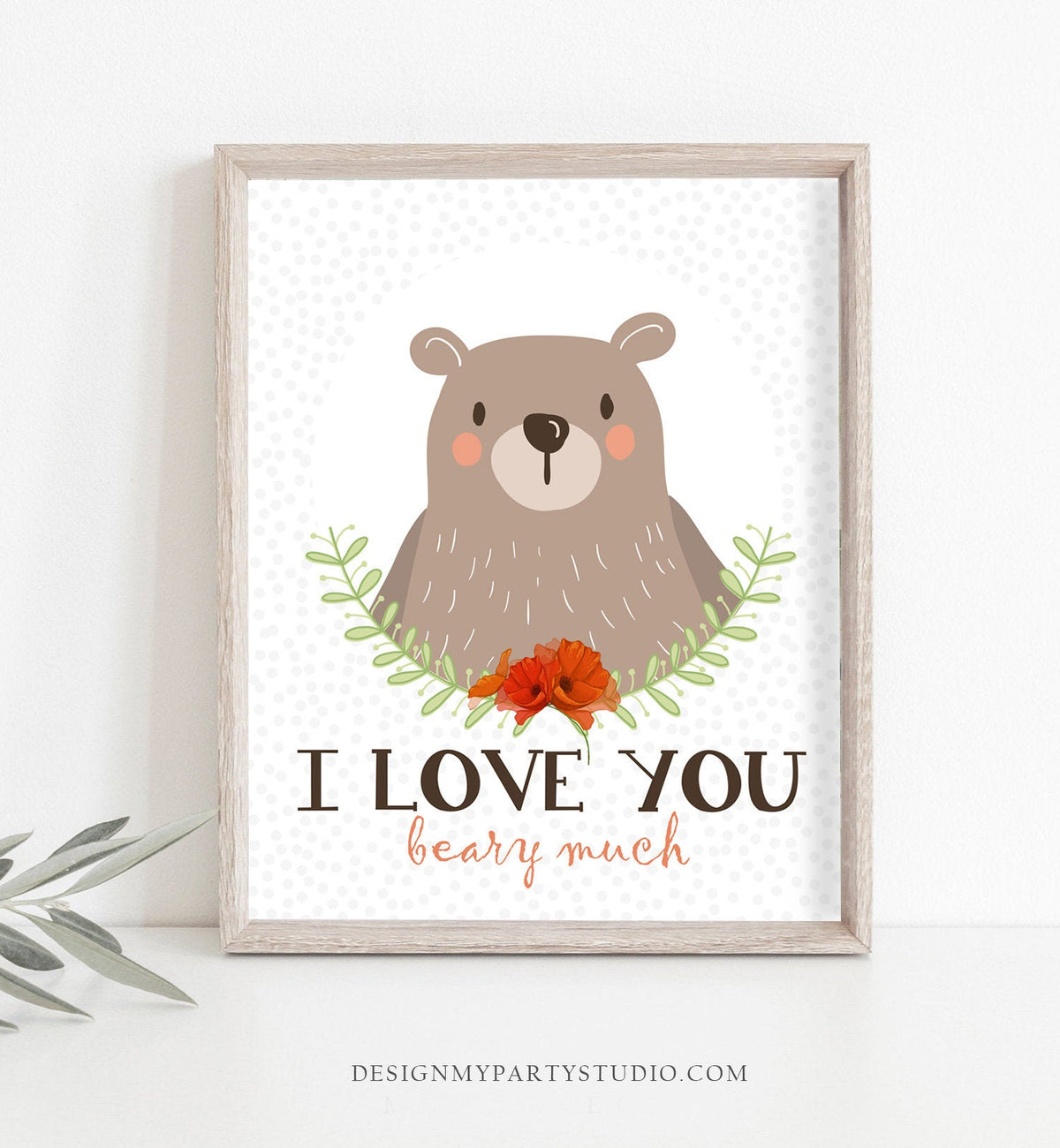Bear nursery print Woodland nursery decor Bear I Love You Beary Much Nursery decoration Forest nursery print 8x10 download PRINTABLE 0010