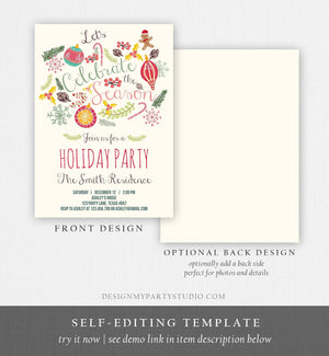 Editable Holiday Party Invitation Christmas Party Invite Cookie Party Tis The Season Winter Party Gingerbread Printable Template Corjl 0270