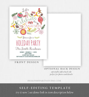 Editable Holiday Party Invitation Christmas Party Invite Cookie Party The Season Winter Party Gingerbread Printable Template Corjl 0270