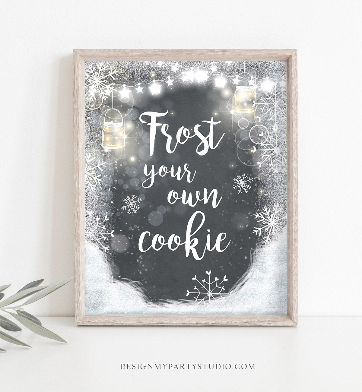 Frost Your Own Cookie Sign Cookie Station Decorate Your Own Cookie Table Sign Winter Birthday Party Decorations Snow Rustic PRINTABLE 0031