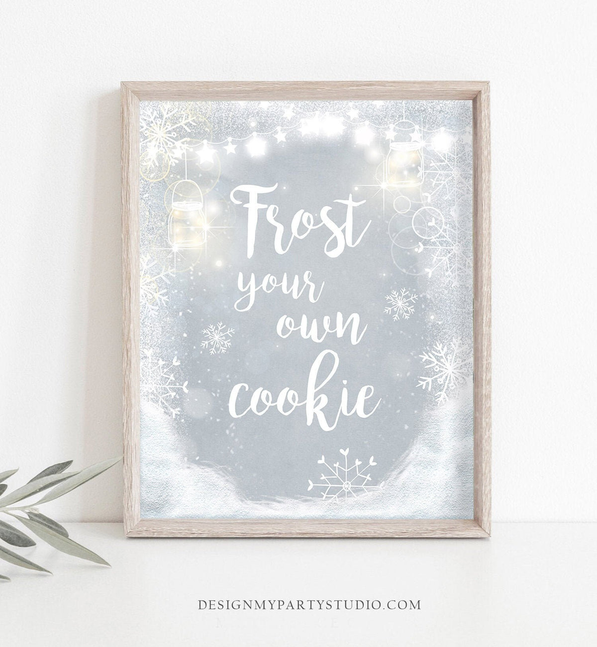 Frost Your Own Cookie Sign Cookie Station Decorate Your Own Cookie Table Sign Winter Birthday Game Decorations Snow Rustic PRINTABLE 0031