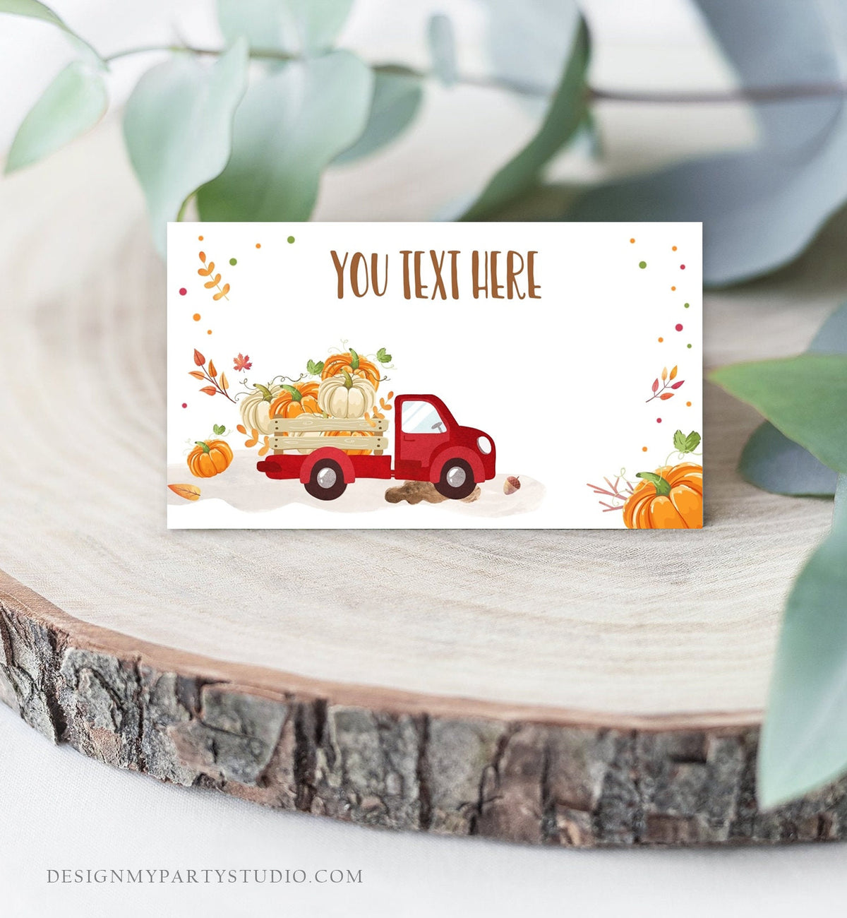 Editable Pumpkin Food Labels Pumpkin Truck Birthday Place Card Fall Harvest Autumn Tent Card Pumpkin Shower Neutral Printable Template 0153