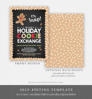 Editable Christmas Cookie Exchange Invitation Christmas Party Invite Cookie Party Gingerbread Download Printable Invite Template Corjl 0111